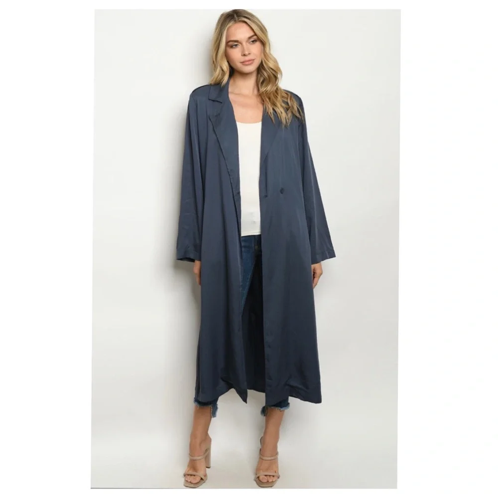 39🆑 2 for $16 Navy trench coat - Picture 2 of 4